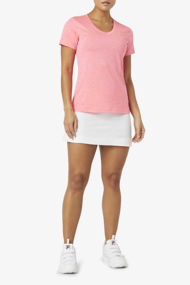 Pink Women's FILA Pickleball Silky V-neck T-shirts | USA-15314