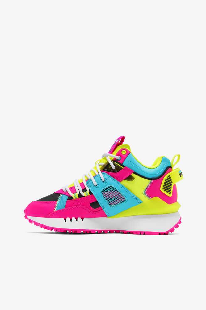 Pink Yellow Black Women's FILA Spectra Sneakers | USA-15816