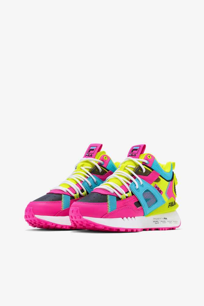 Pink Yellow Black Women's FILA Spectra Sneakers | USA-15816