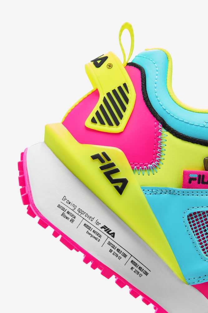 Pink Yellow Black Women's FILA Spectra Sneakers | USA-15816