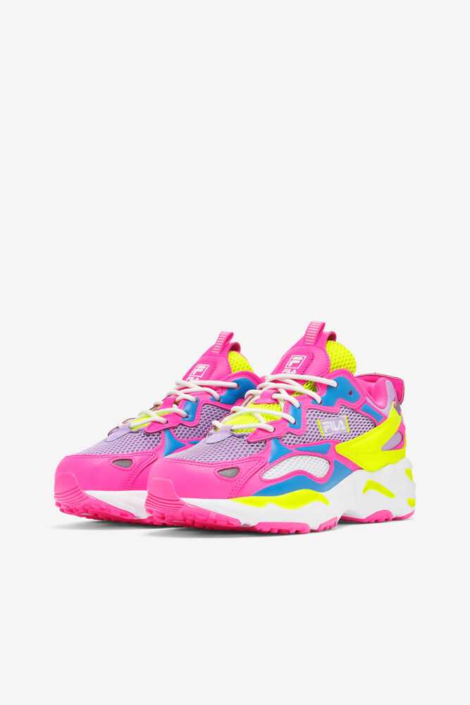 Pink Yellow Women's FILA Ray Tracer Apex Sneakers | USA-15814