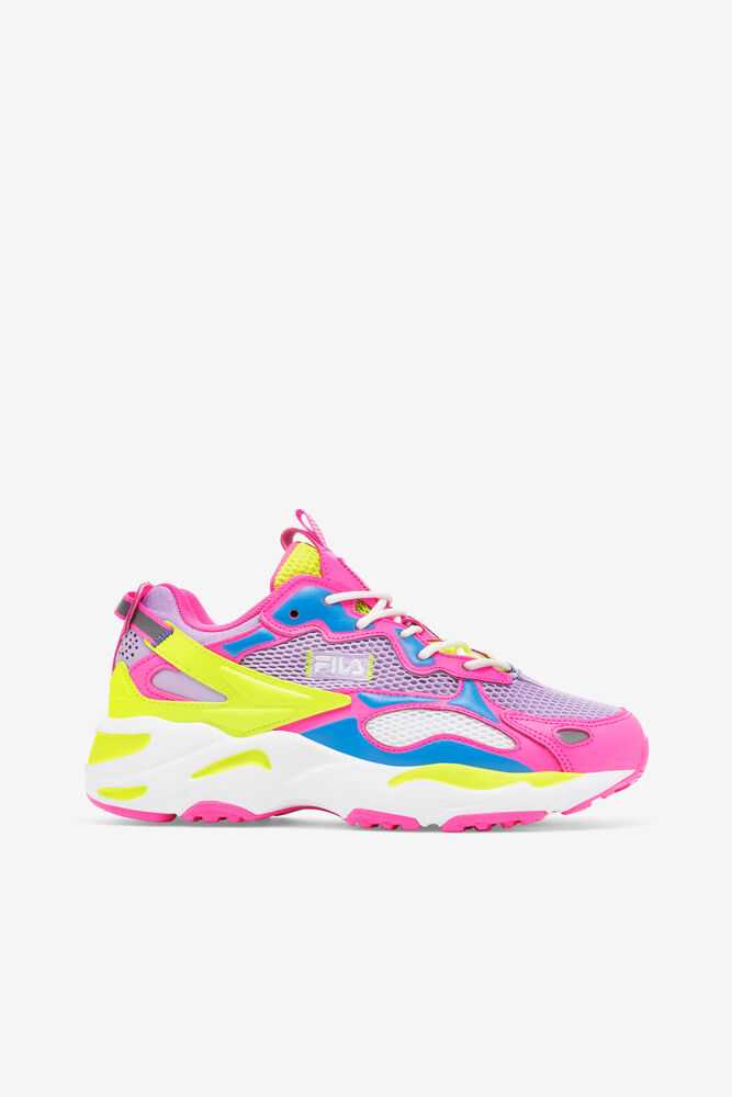 Pink Yellow Women\'s FILA Ray Tracer Apex Sneakers | USA-15814