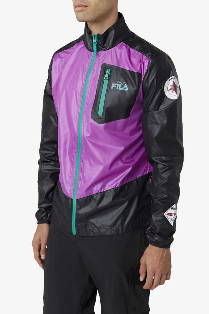 Purple Black Green Men's FILA Pinnacle Windbreakers | USA-417083