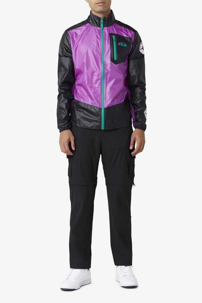 Purple Black Green Men's FILA Pinnacle Windbreakers | USA-417083