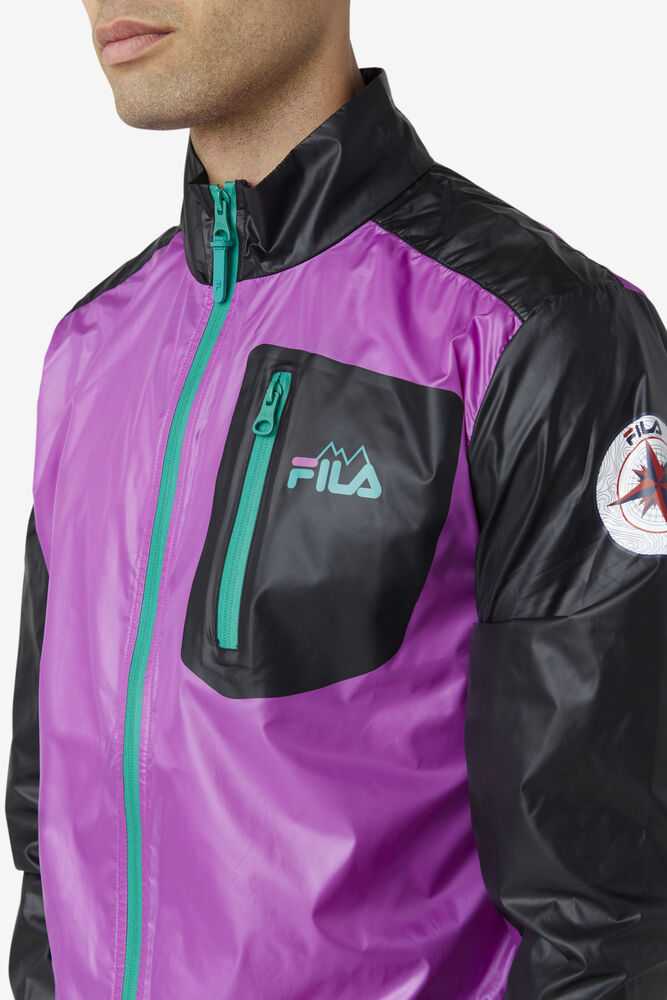 Purple Black Green Men's FILA Pinnacle Windbreakers | USA-417083