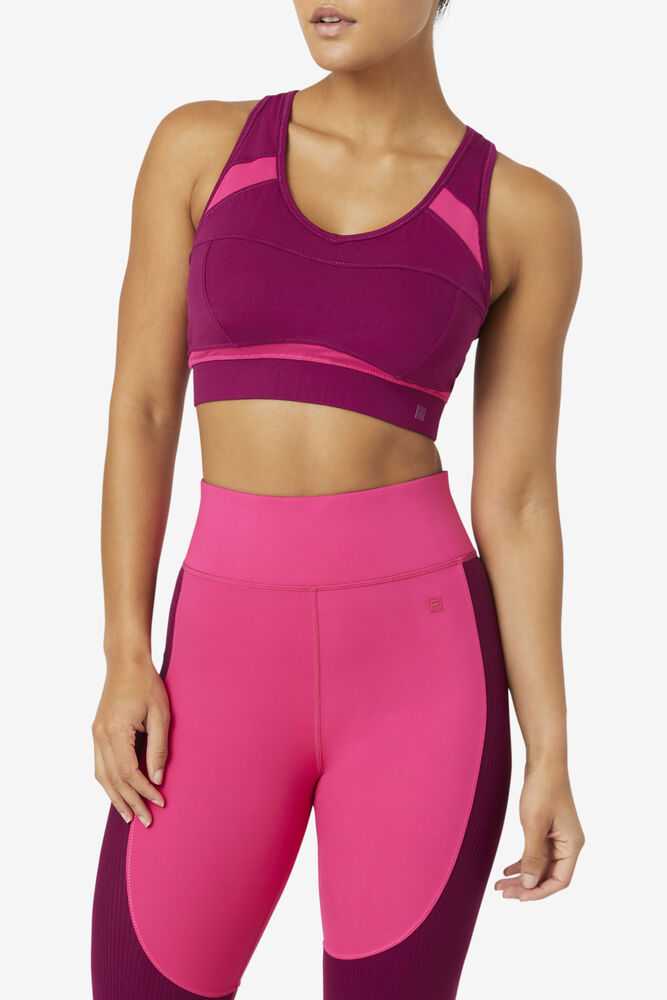 Purple Light Pink Women's FILA Uplift Racerback Sport Bra | USA-15444