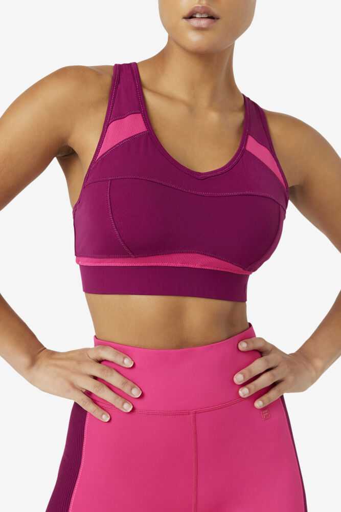 Purple Light Pink Women's FILA Uplift Racerback Sport Bra | USA-15444