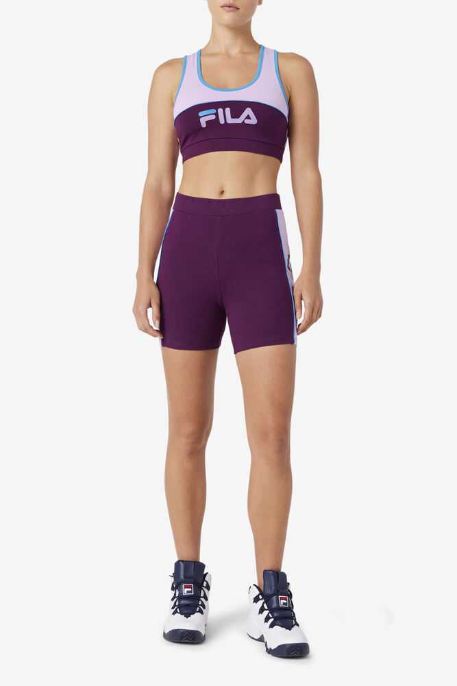 Purple Orange Women's FILA Davina Biker Shorts | USA-15533