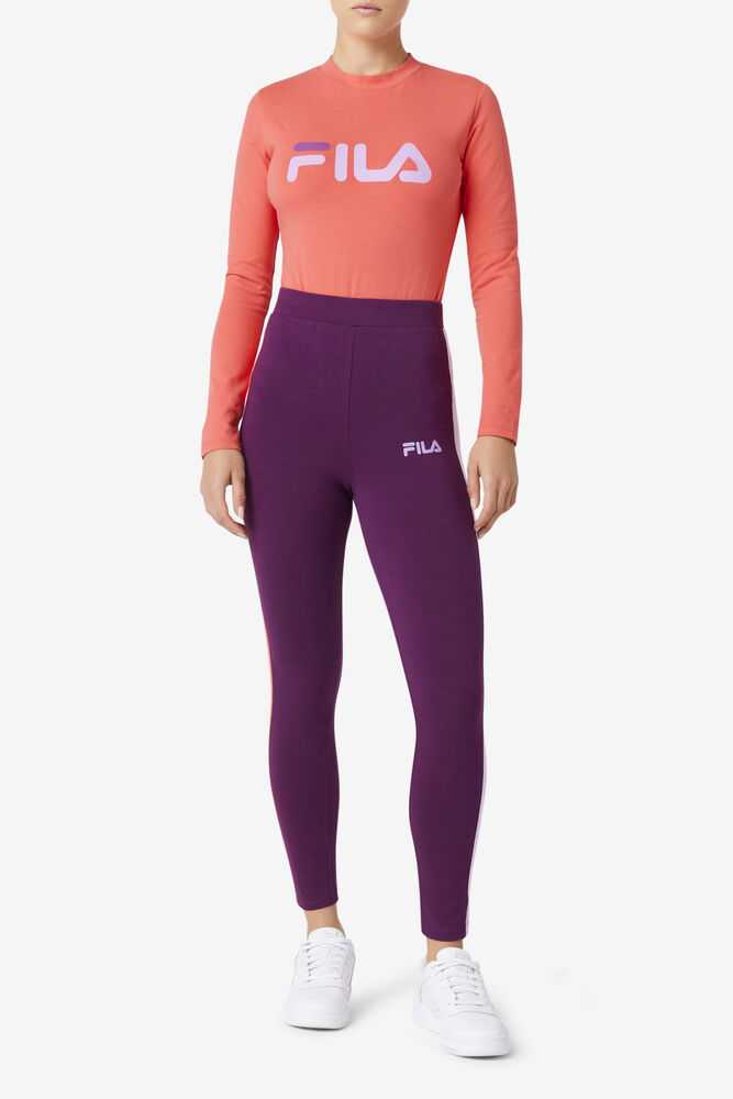 Purple Orange Women's FILA Mercy Leggings | USA-15531