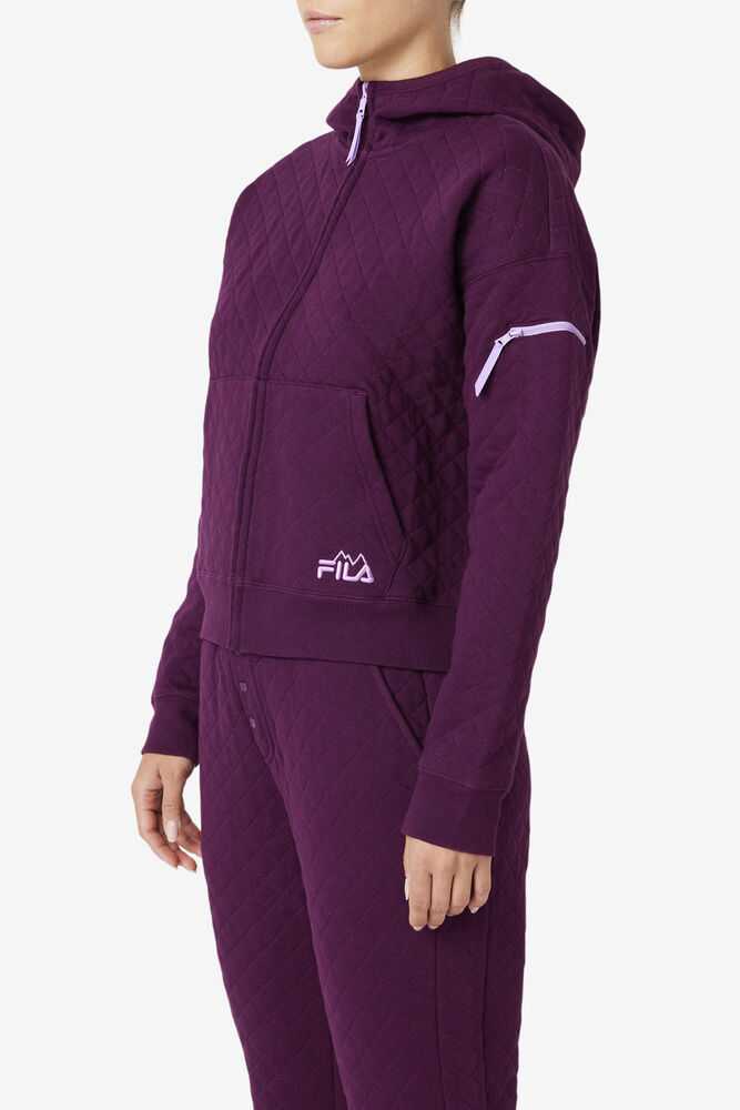 Purple Women's FILA Leilani Quilted Track Jackets | USA-15513