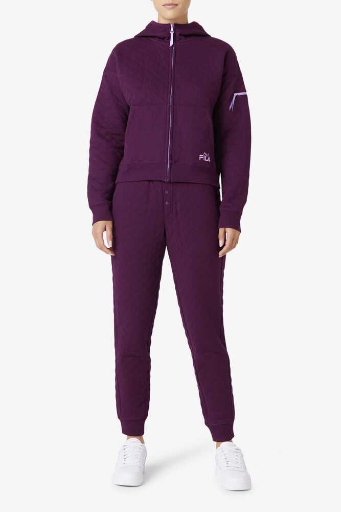 Purple Women's FILA Leilani Quilted Track Jackets | USA-15513