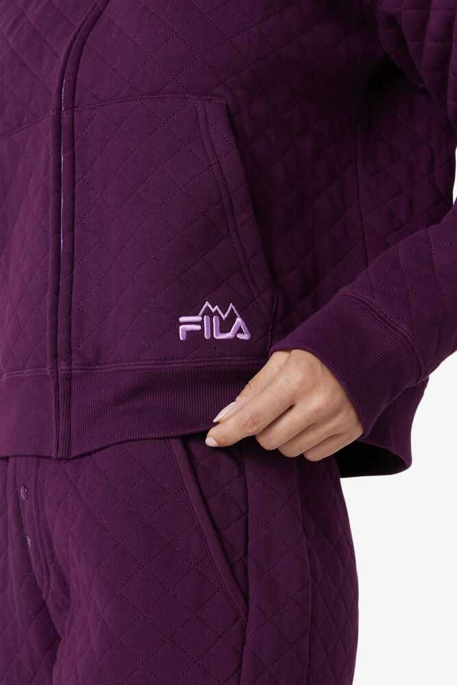 Purple Women's FILA Leilani Quilted Track Jackets | USA-15513