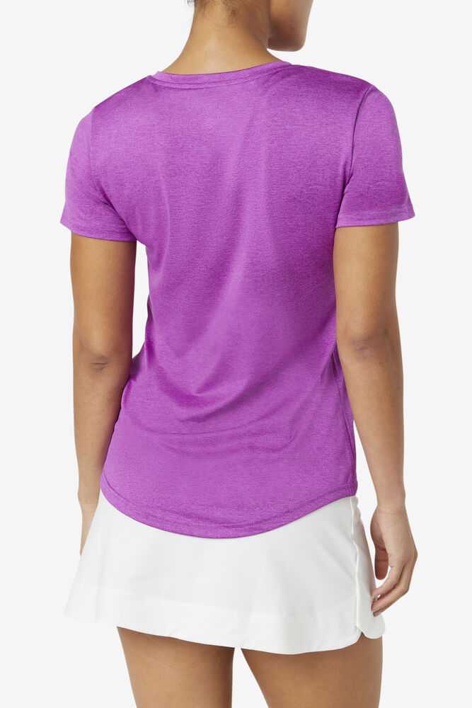 Purple Women's FILA Pickleball Silky V-neck T-shirts | USA-15315