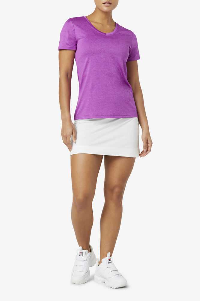 Purple Women's FILA Pickleball Silky V-neck T-shirts | USA-15315