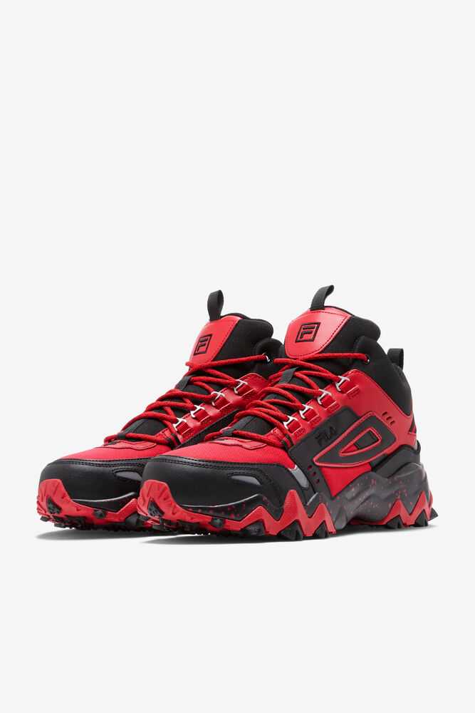 Red Black Metal Silver Men's FILA Oakmont Tr Mid Hiking Boots | USA-167398