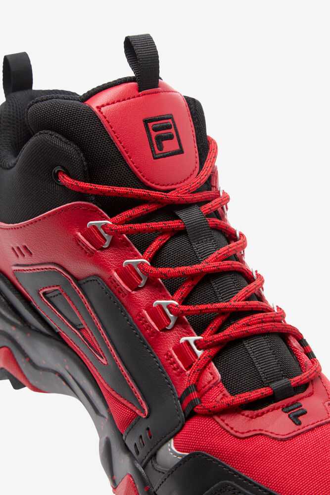 Red Black Metal Silver Men's FILA Oakmont Tr Mid Hiking Boots | USA-167398