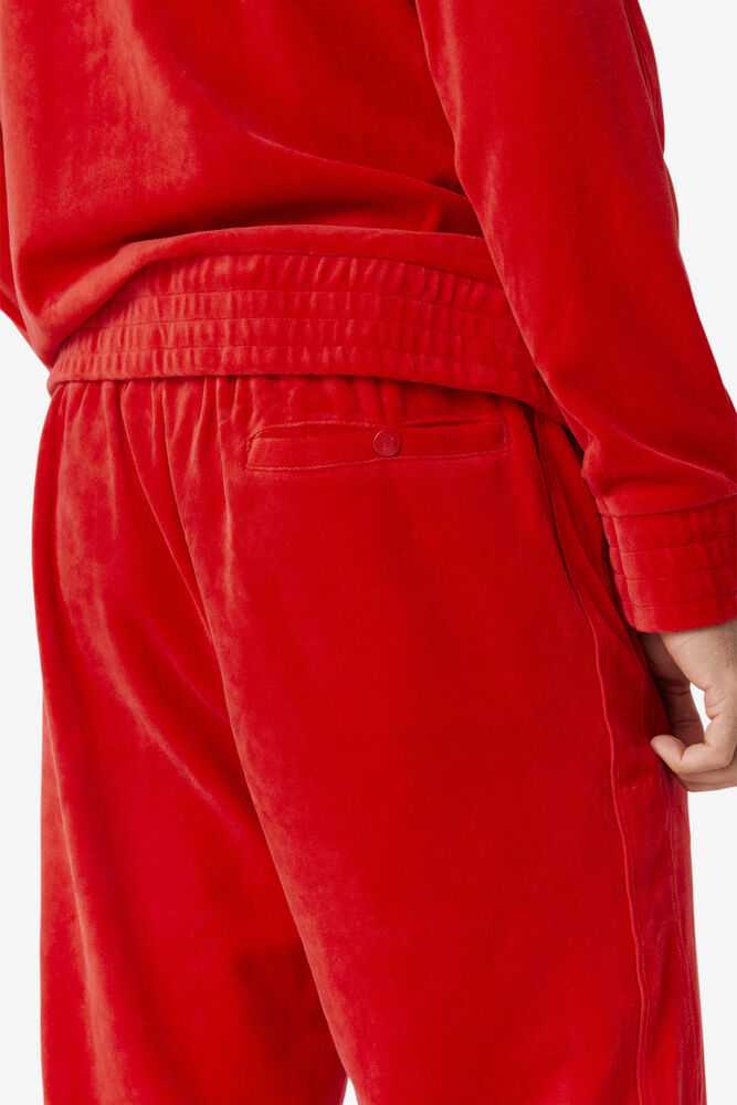 Red Men's FILA Deverall Velour Pants | USA-280346