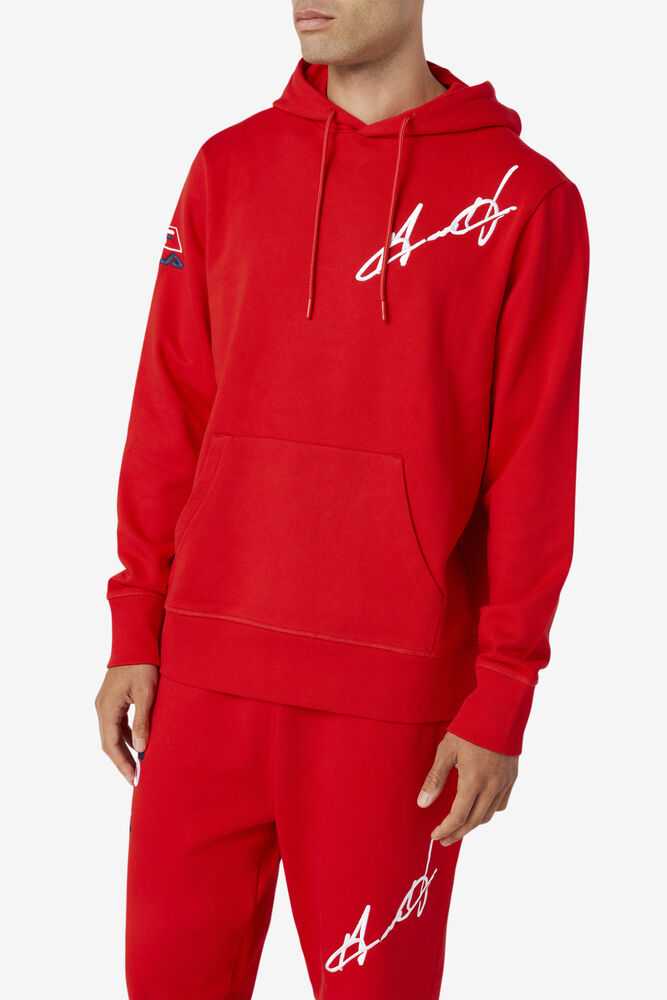 Red Men's FILA Grant Hill Lazarus Hoodie | USA-712845