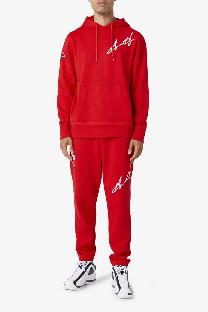 Red Men's FILA Grant Hill Lazarus Hoodie | USA-712845