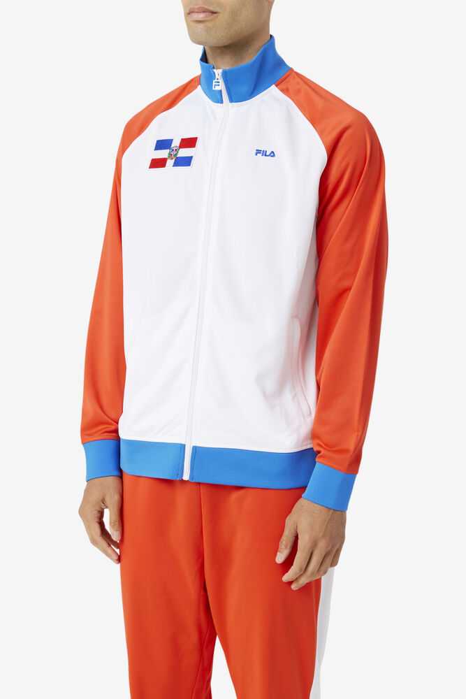 Red White Blue Men's FILA Dominican Republic Track Jackets | USA-519682