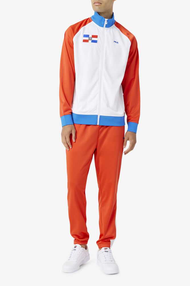 Red White Men's FILA Dominican Republic Track Pants | USA-287069