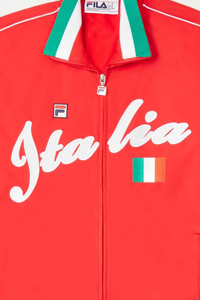 Red White Men's FILA Italia Track Jackets | USA-16157