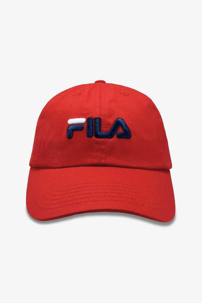 Red Women's FILA Embroidered Baseball Cap | USA-15117