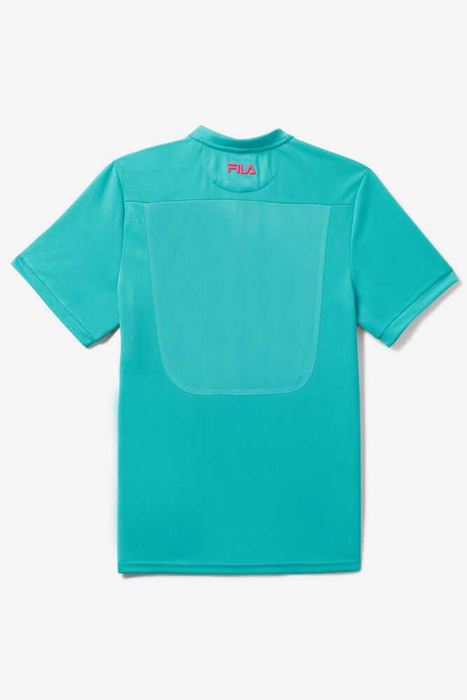 Turquoise Men's FILA Bevans Tennis Shirts | USA-16067