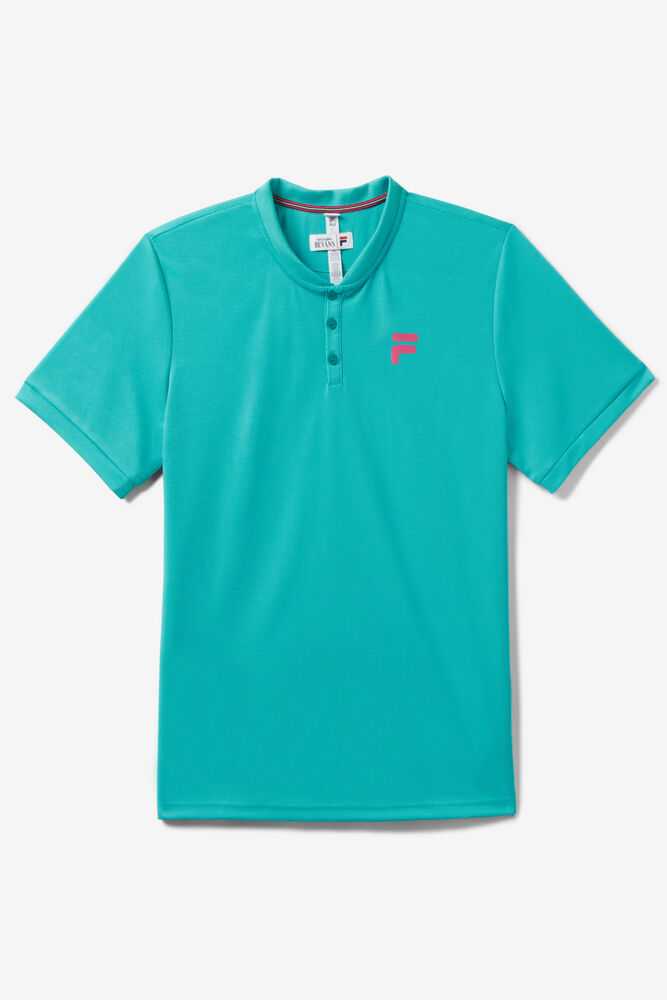 Turquoise Men\'s FILA Bevans Tennis Shirts | USA-16067