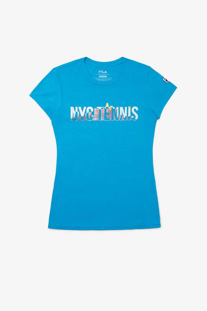 Turquoise Women\'s FILA Nyc Tennis Shirts | USA-15255