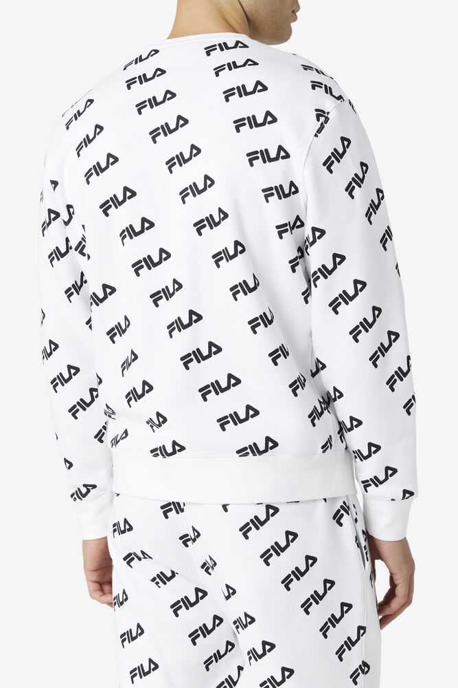 White Black Men's FILA Diagonal Sweatshirt | USA-702384