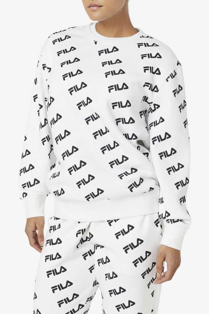 White Black Men's FILA Diagonal Sweatshirt | USA-702384