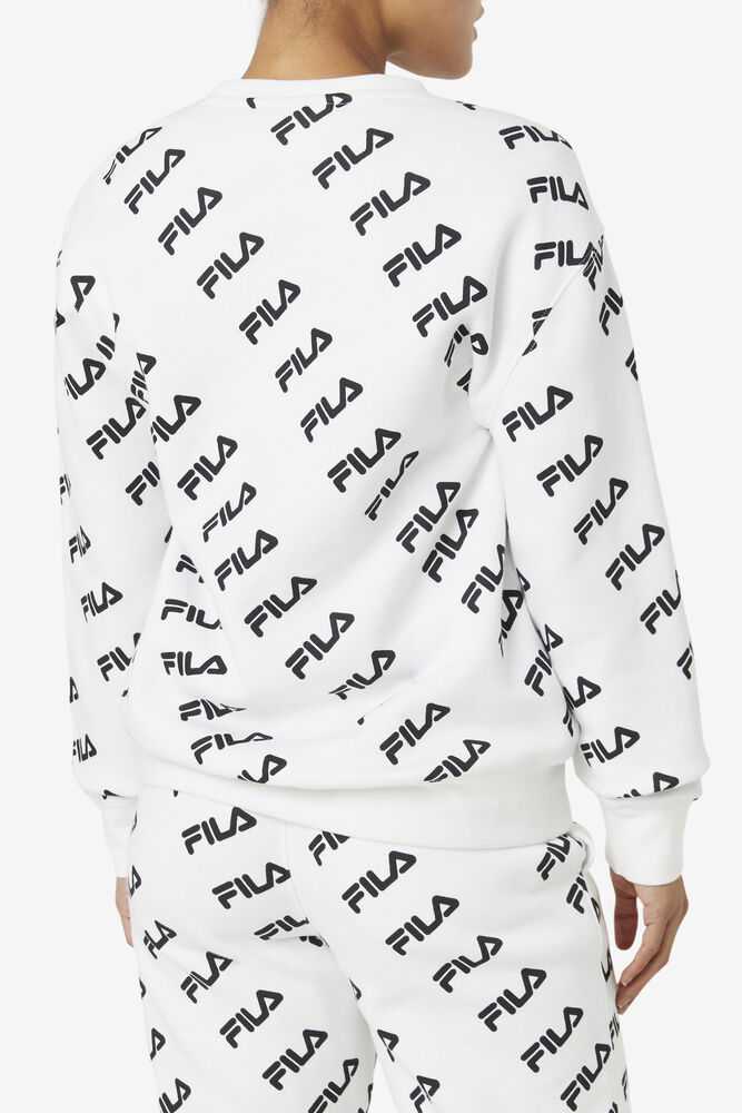 White Black Men's FILA Diagonal Sweatshirt | USA-702384