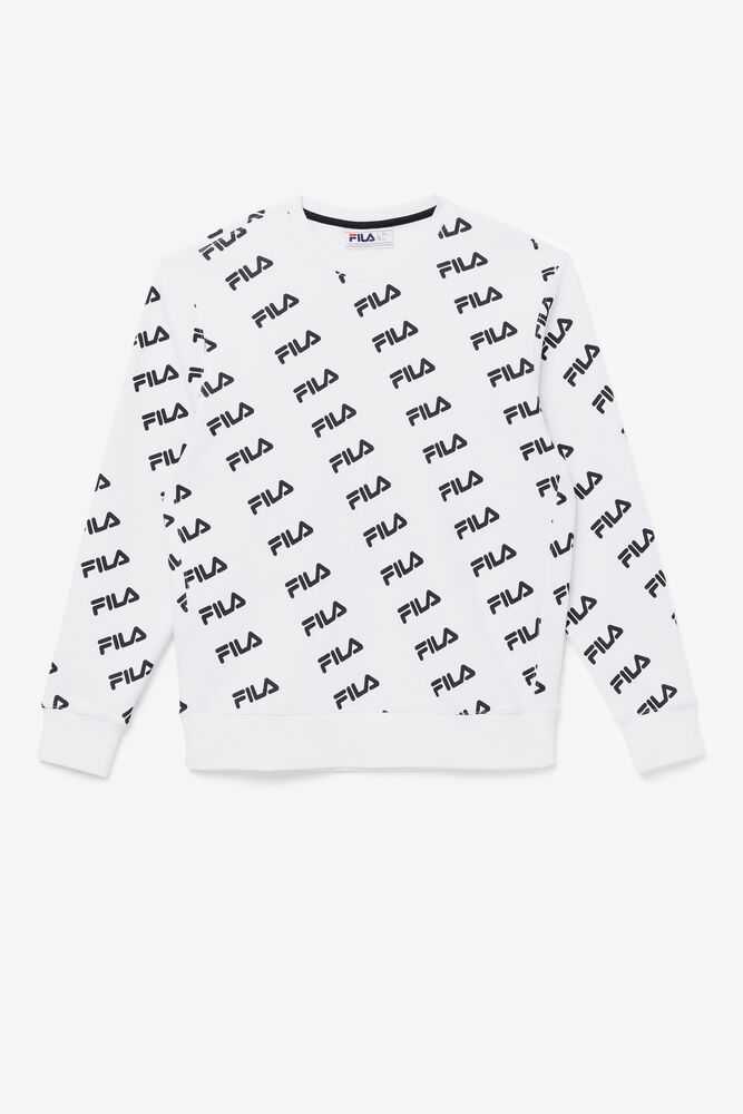 White Black Men\'s FILA Diagonal Sweatshirt | USA-702384