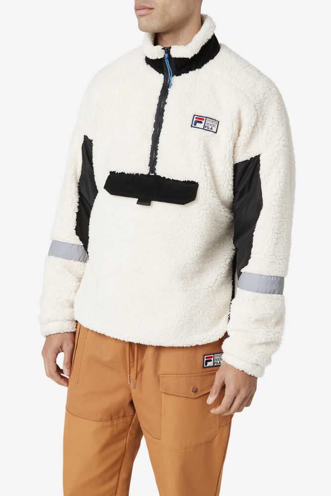 White Black Men's FILA Dyno Pullover | USA-430615