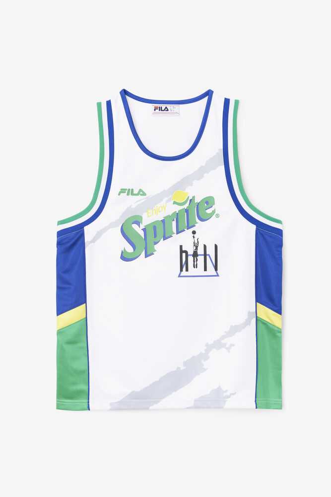 White Blue Gold Women\'s FILA Grant Hill X Sprite Jersey | USA-15714