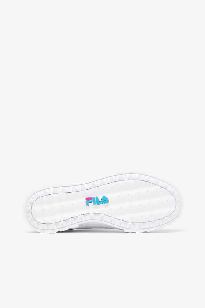 White Blue Metal Silver Women's FILA Sandblast Sneakers | USA-15854