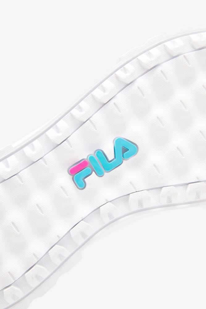 White Blue Metal Silver Women's FILA Sandblast Sneakers | USA-15854