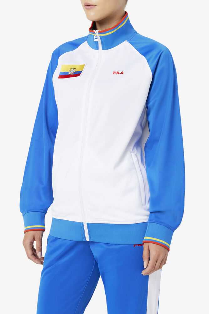 White Blue Red Yellow Women's FILA Ecuador Track Jackets | USA-15504