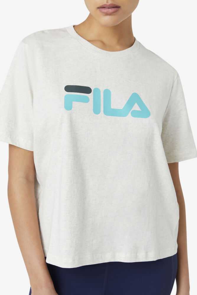 White Blue Turquoise Women's FILA Miss Eagle T-shirts | USA-15737