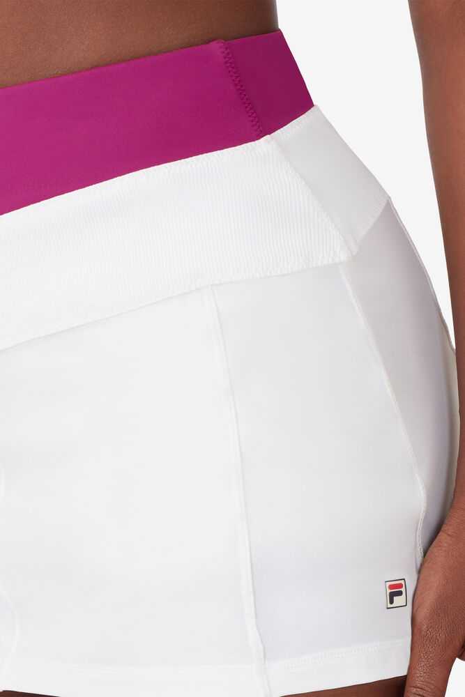 White Fuchsia Women's FILA Baseline Tennis Skirts | USA-15215