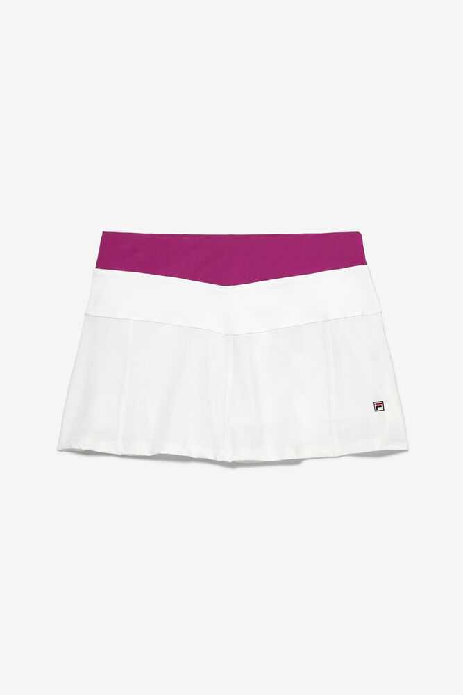 White Fuchsia Women\'s FILA Baseline Tennis Skirts | USA-15215