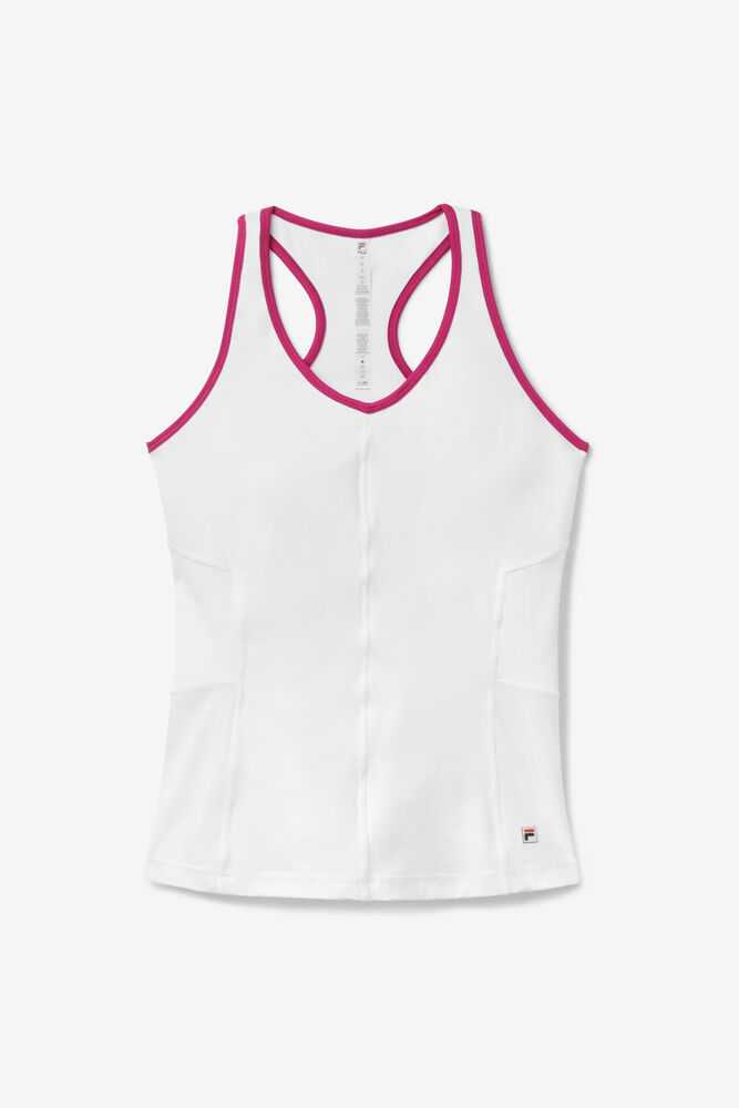 White Fuchsia Women\'s FILA Baseline Tennis Tank Top | USA-15278