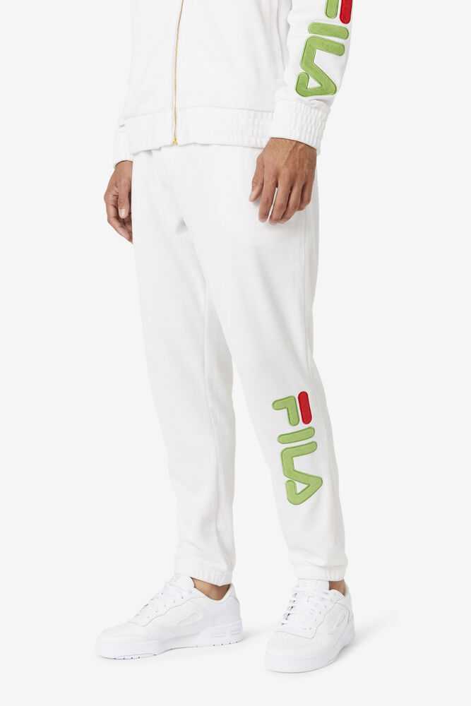 White Green Red Men's FILA Mansur Velour Pants | USA-768392