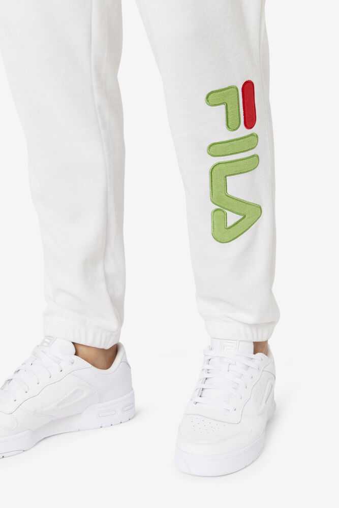 White Green Red Men's FILA Mansur Velour Pants | USA-768392