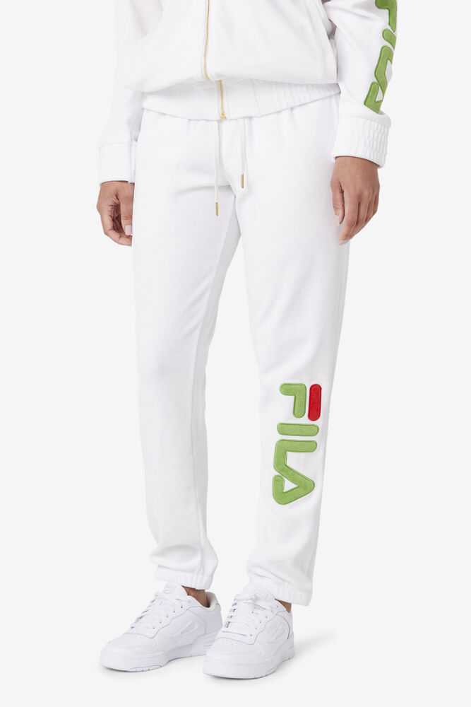 White Green Red Men's FILA Mansur Velour Pants | USA-768392