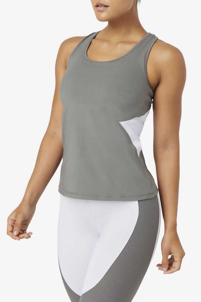 White Lavender Blue Women's FILA Uplift Open Workout Tank | USA-15394