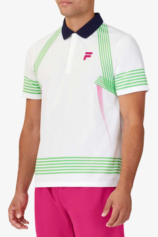 White Men's FILA Bevans Tennis Polo | USA-16063