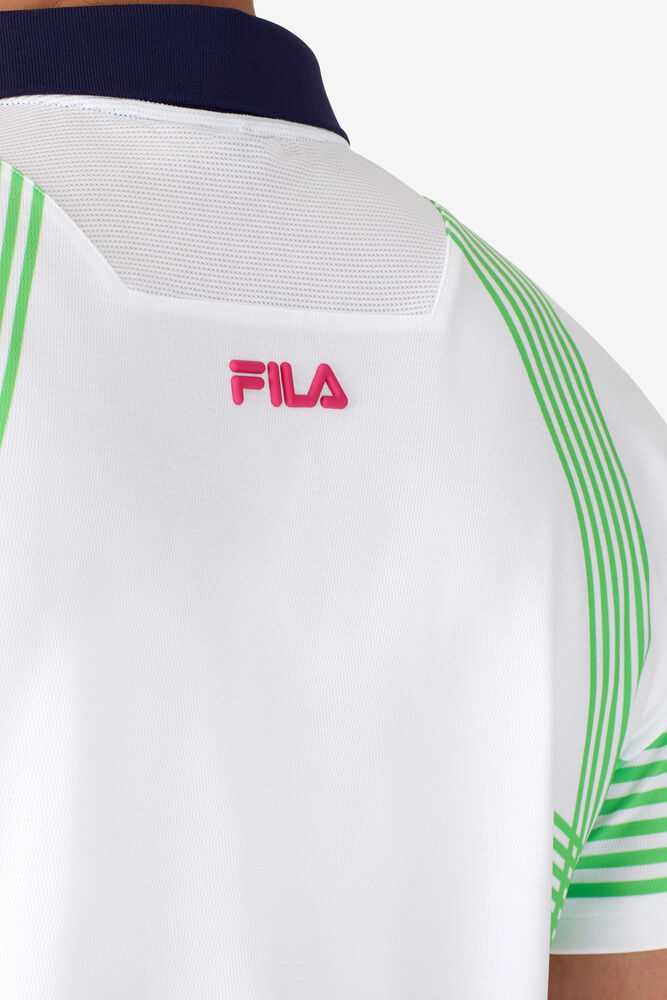 White Men's FILA Bevans Tennis Polo | USA-16063