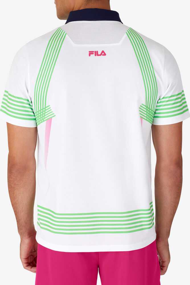 White Men's FILA Bevans Tennis Polo | USA-16063